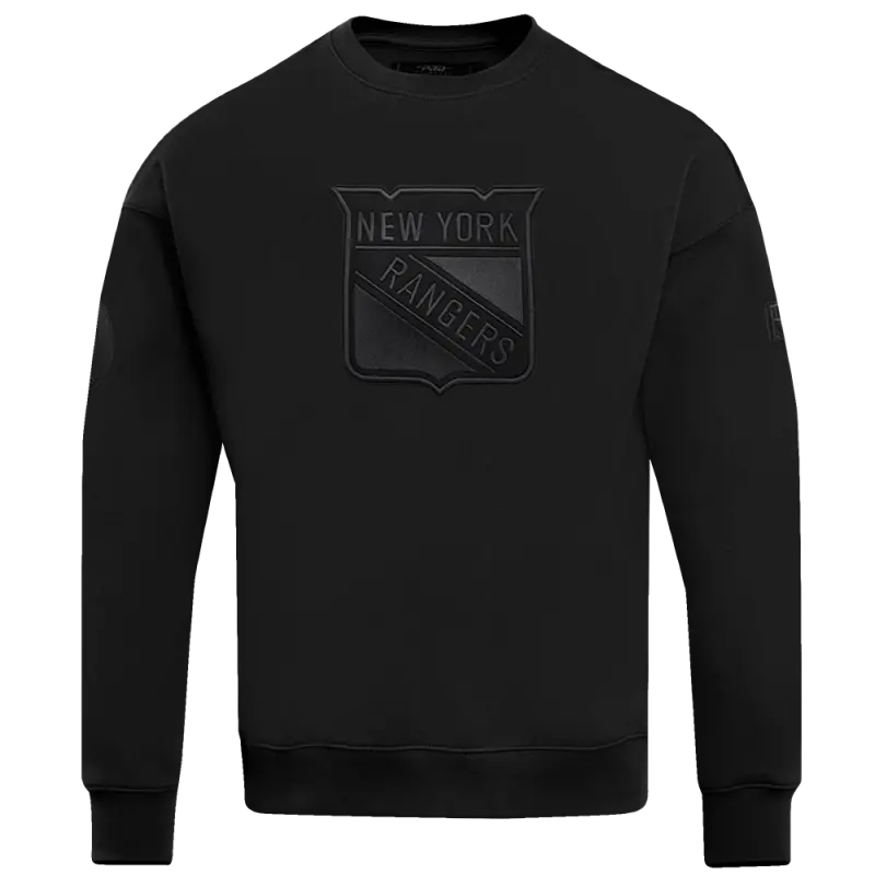 nhl new york rangers neutral drop shoulder fleece crewneck black